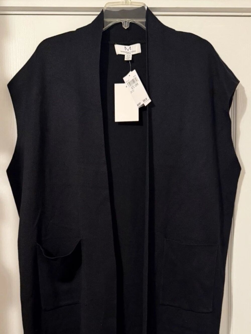 Magaschoni Women's Vest sleeveless open-front cardigan 1X  Black New $88